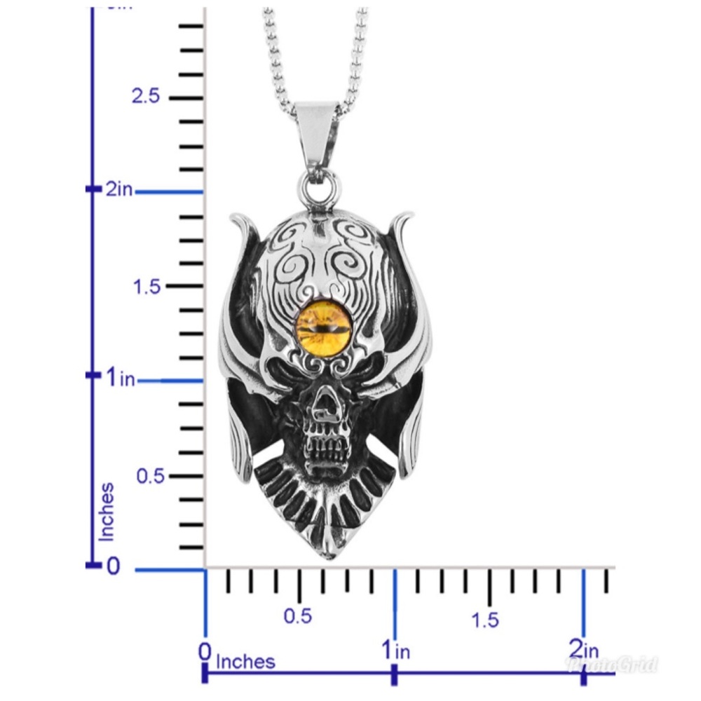 Chroma Skull Pendant Necklace in Black Oxidized - Picture 4 of 4